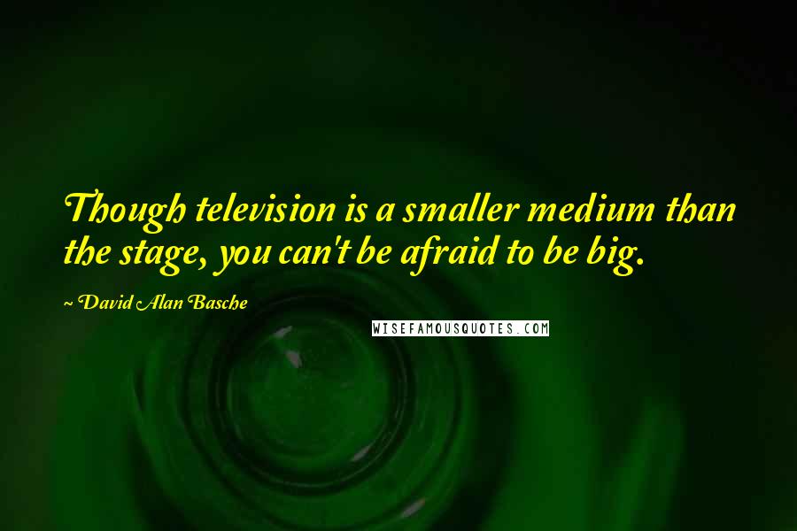 David Alan Basche Quotes: Though television is a smaller medium than the stage, you can't be afraid to be big.