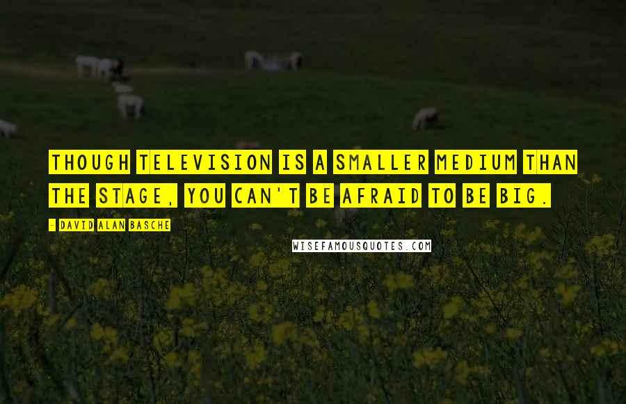 David Alan Basche Quotes: Though television is a smaller medium than the stage, you can't be afraid to be big.