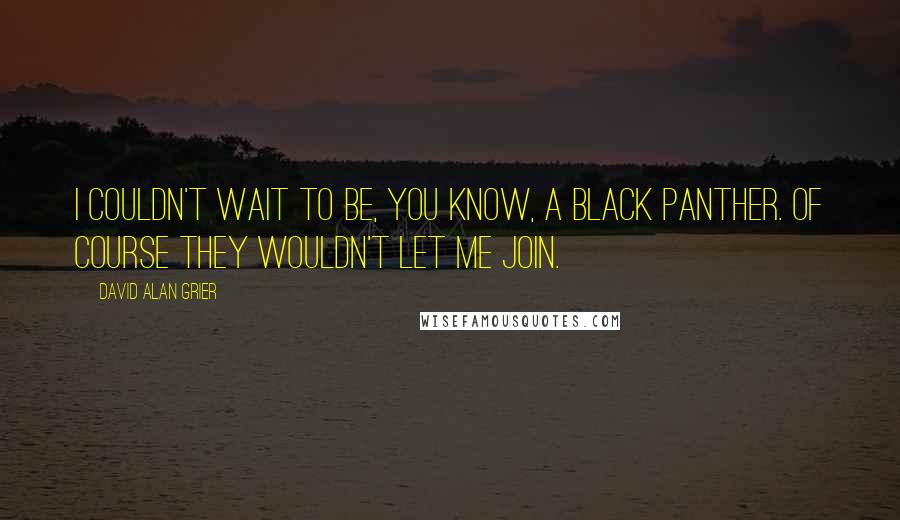 David Alan Grier Quotes: I couldn't wait to be, you know, a Black Panther. Of course they wouldn't let me join.