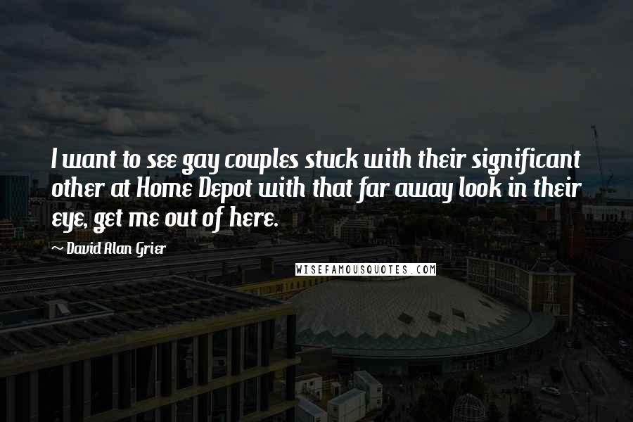 David Alan Grier Quotes: I want to see gay couples stuck with their significant other at Home Depot with that far away look in their eye, get me out of here.