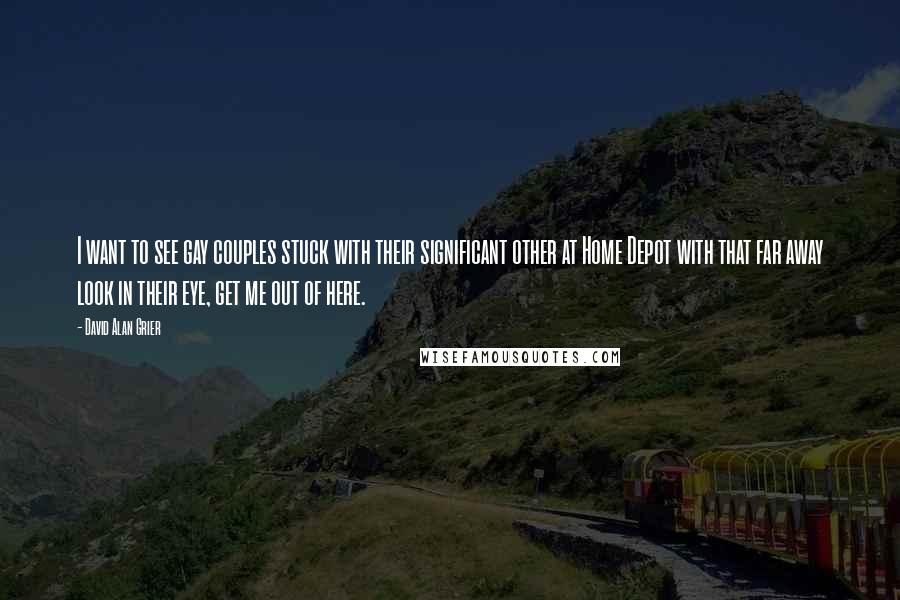 David Alan Grier Quotes: I want to see gay couples stuck with their significant other at Home Depot with that far away look in their eye, get me out of here.