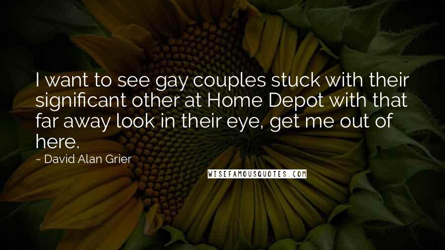 David Alan Grier Quotes: I want to see gay couples stuck with their significant other at Home Depot with that far away look in their eye, get me out of here.