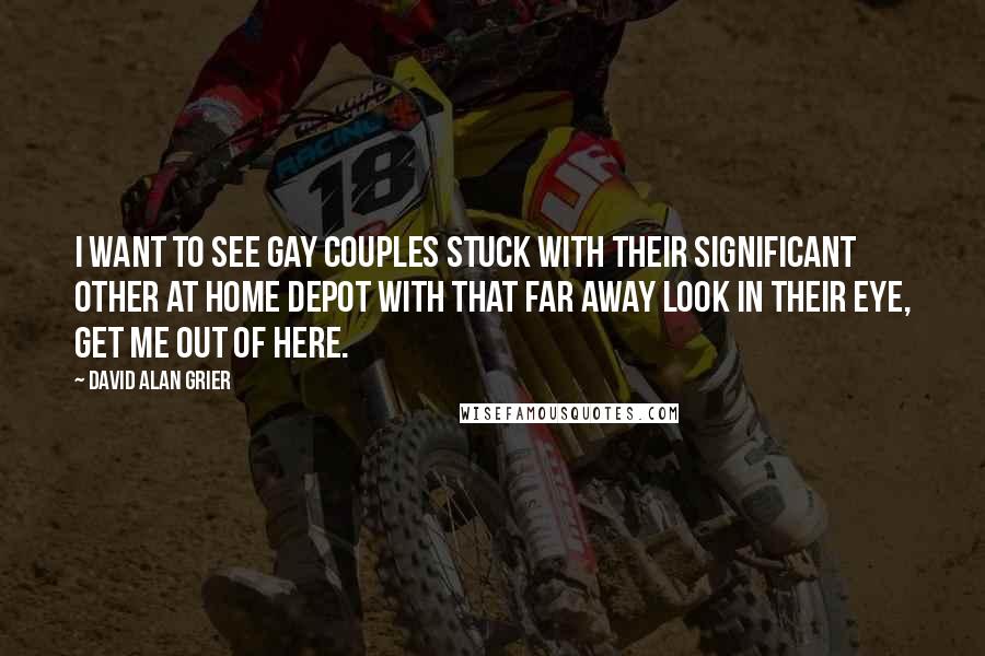 David Alan Grier Quotes: I want to see gay couples stuck with their significant other at Home Depot with that far away look in their eye, get me out of here.