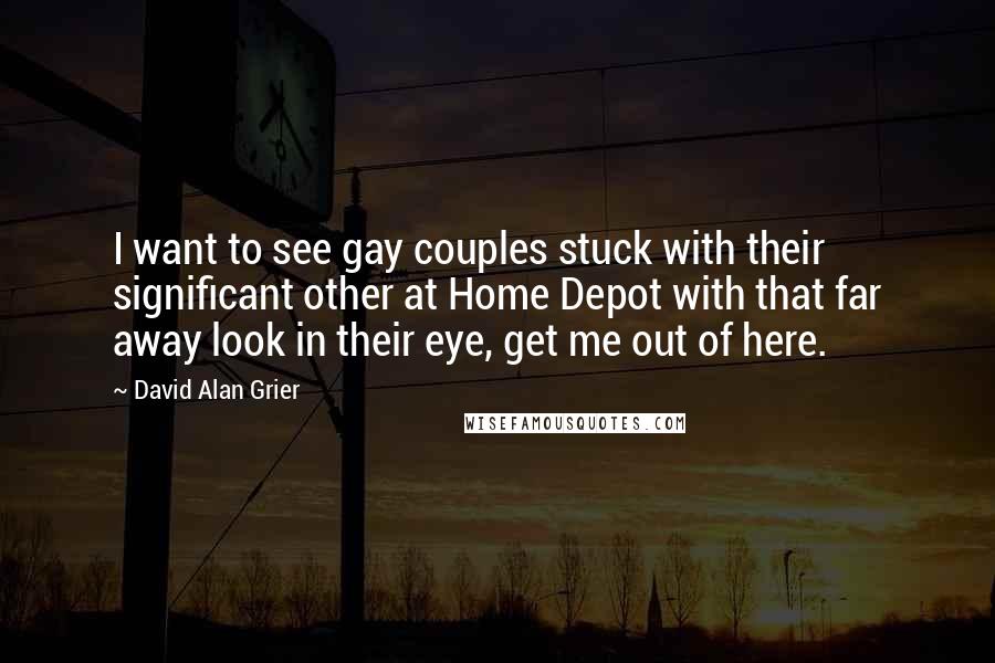 David Alan Grier Quotes: I want to see gay couples stuck with their significant other at Home Depot with that far away look in their eye, get me out of here.