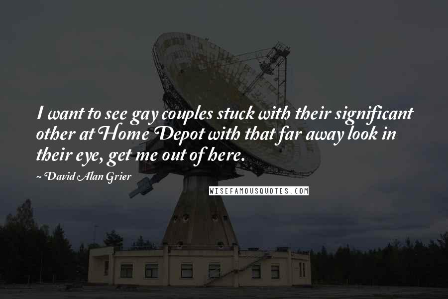 David Alan Grier Quotes: I want to see gay couples stuck with their significant other at Home Depot with that far away look in their eye, get me out of here.