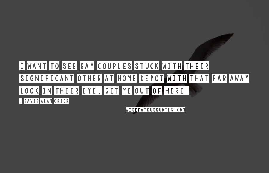 David Alan Grier Quotes: I want to see gay couples stuck with their significant other at Home Depot with that far away look in their eye, get me out of here.