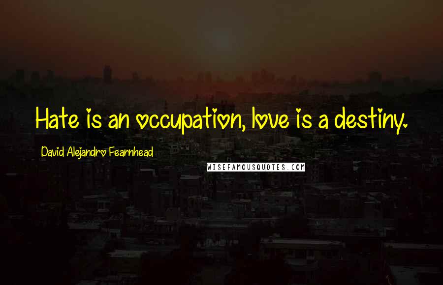 David Alejandro Fearnhead Quotes: Hate is an occupation, love is a destiny.