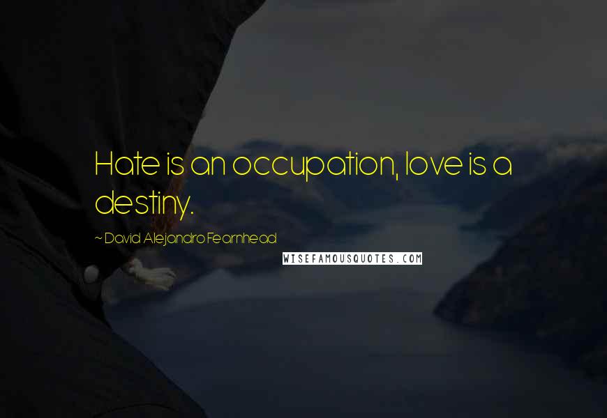 David Alejandro Fearnhead Quotes: Hate is an occupation, love is a destiny.