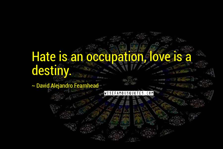 David Alejandro Fearnhead Quotes: Hate is an occupation, love is a destiny.