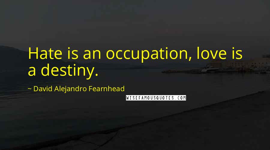 David Alejandro Fearnhead Quotes: Hate is an occupation, love is a destiny.