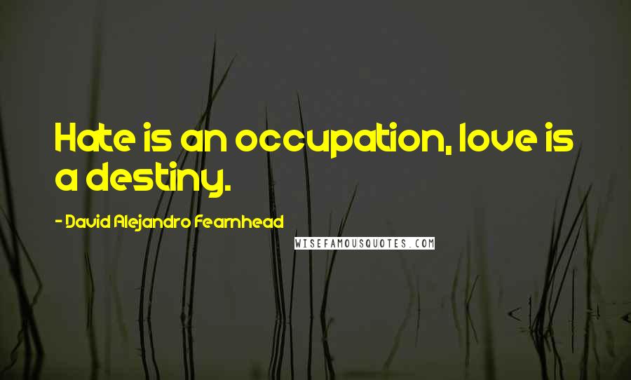 David Alejandro Fearnhead Quotes: Hate is an occupation, love is a destiny.