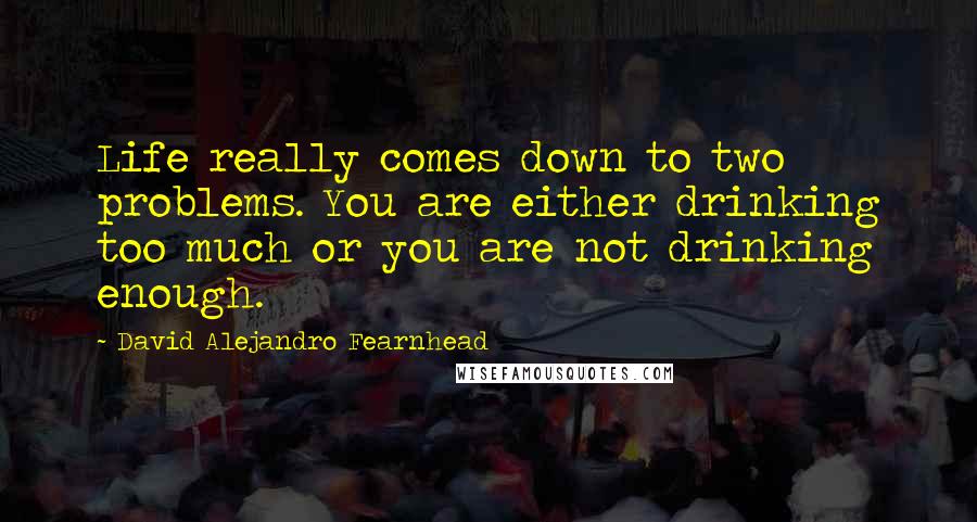 David Alejandro Fearnhead Quotes: Life really comes down to two problems. You are either drinking too much or you are not drinking enough.