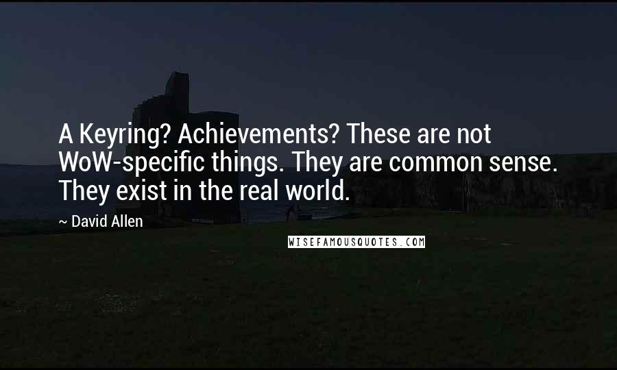 David Allen Quotes: A Keyring? Achievements? These are not WoW-specific things. They are common sense. They exist in the real world.
