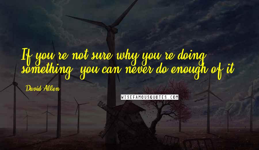 David Allen Quotes: If you're not sure why you're doing something, you can never do enough of it.