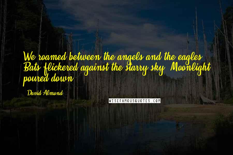 David Almond Quotes: We roamed between the angels and the eagles. Bats flickered against the starry sky. Moonlight poured down