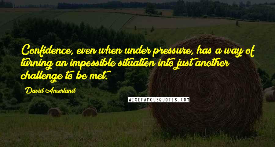 David Amerland Quotes: Confidence, even when under pressure, has a way of turning an impossible situation into just another challenge to be met.