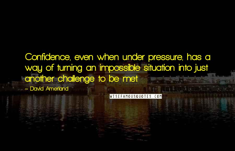 David Amerland Quotes: Confidence, even when under pressure, has a way of turning an impossible situation into just another challenge to be met.