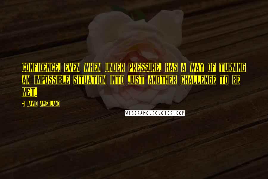 David Amerland Quotes: Confidence, even when under pressure, has a way of turning an impossible situation into just another challenge to be met.