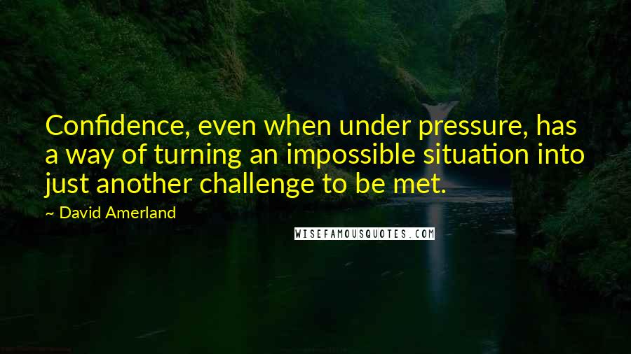 David Amerland Quotes: Confidence, even when under pressure, has a way of turning an impossible situation into just another challenge to be met.