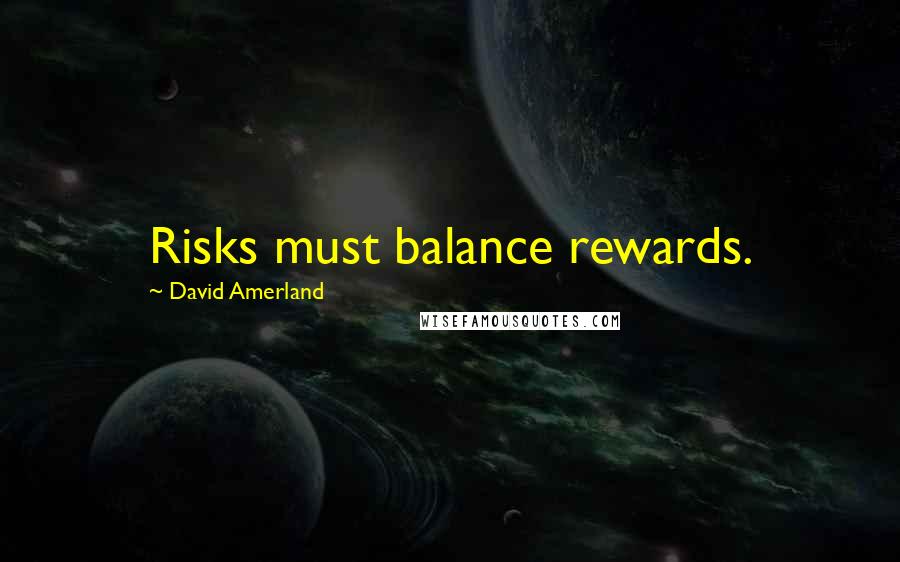 David Amerland Quotes: Risks must balance rewards.
