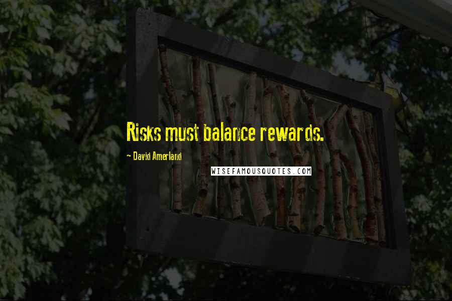 David Amerland Quotes: Risks must balance rewards.