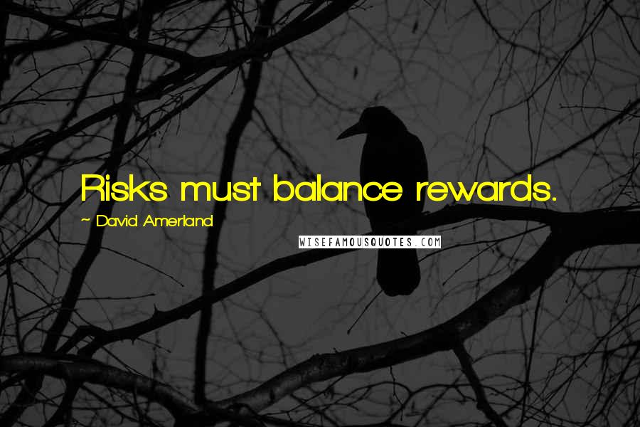 David Amerland Quotes: Risks must balance rewards.