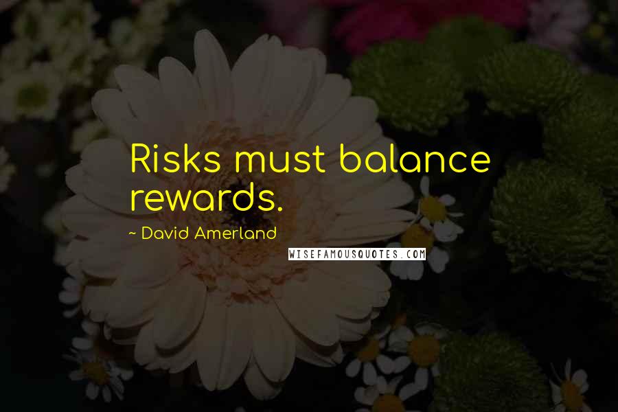 David Amerland Quotes: Risks must balance rewards.