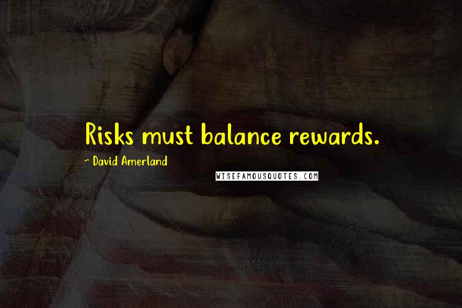 David Amerland Quotes: Risks must balance rewards.