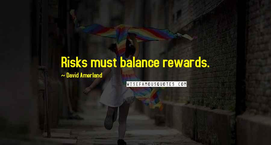 David Amerland Quotes: Risks must balance rewards.