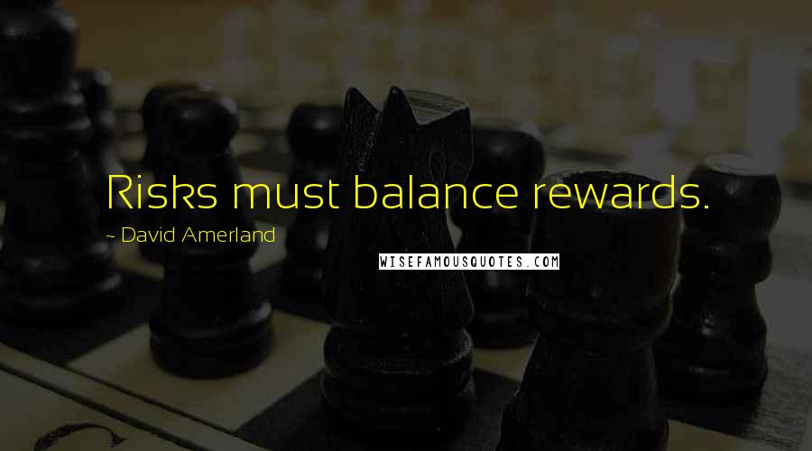 David Amerland Quotes: Risks must balance rewards.