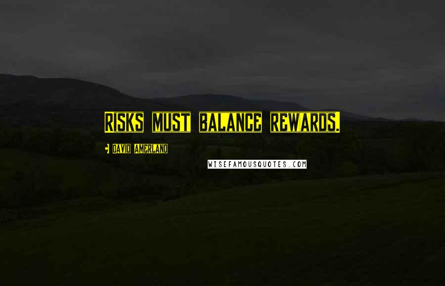 David Amerland Quotes: Risks must balance rewards.