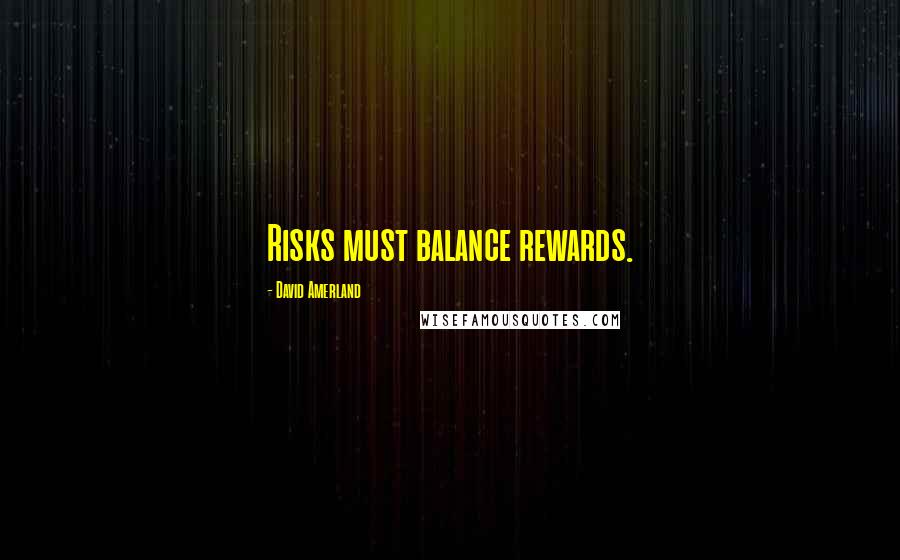 David Amerland Quotes: Risks must balance rewards.