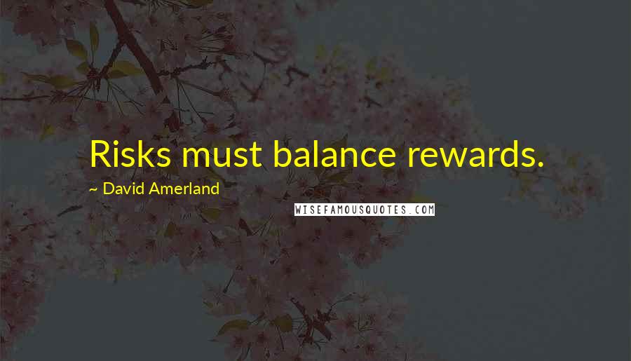 David Amerland Quotes: Risks must balance rewards.