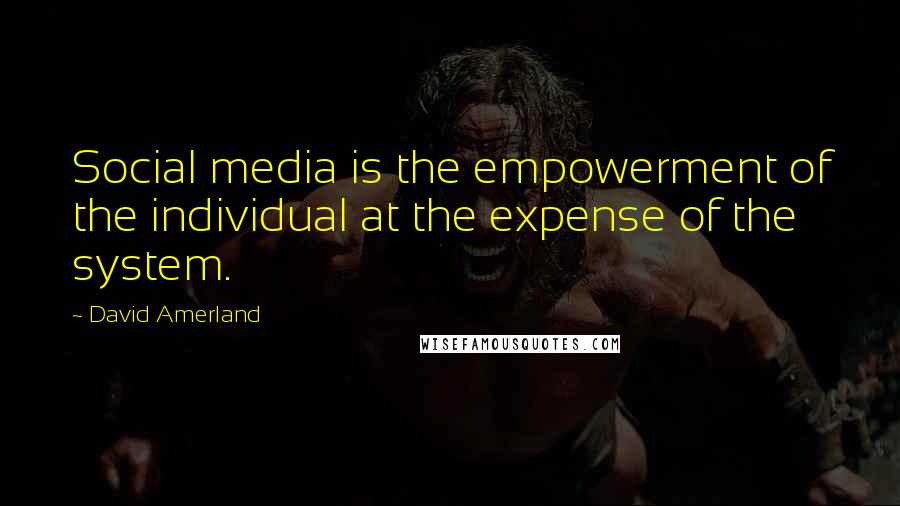 David Amerland Quotes: Social media is the empowerment of the individual at the expense of the system.