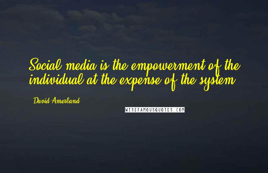 David Amerland Quotes: Social media is the empowerment of the individual at the expense of the system.