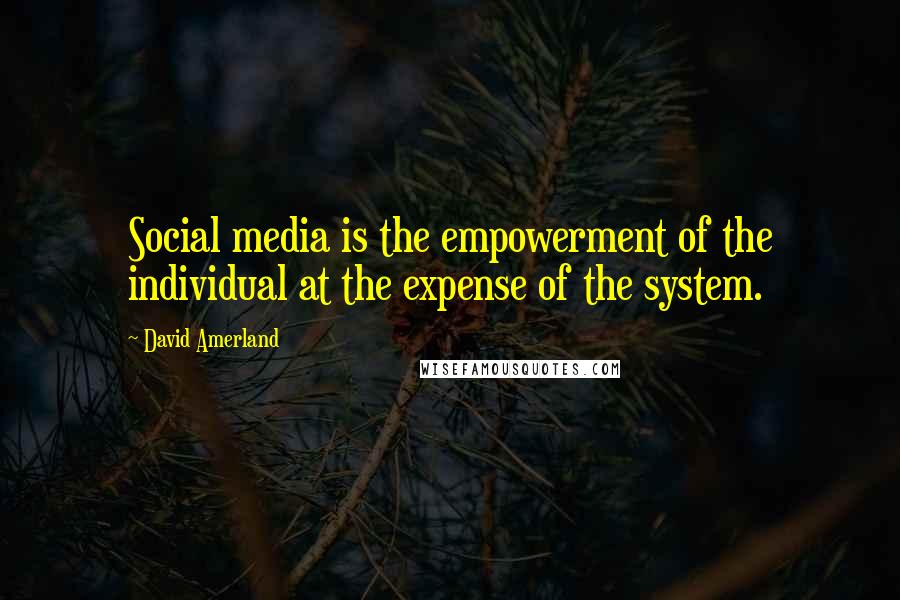 David Amerland Quotes: Social media is the empowerment of the individual at the expense of the system.