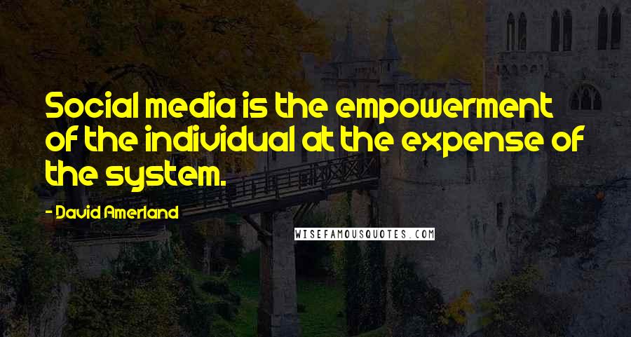 David Amerland Quotes: Social media is the empowerment of the individual at the expense of the system.