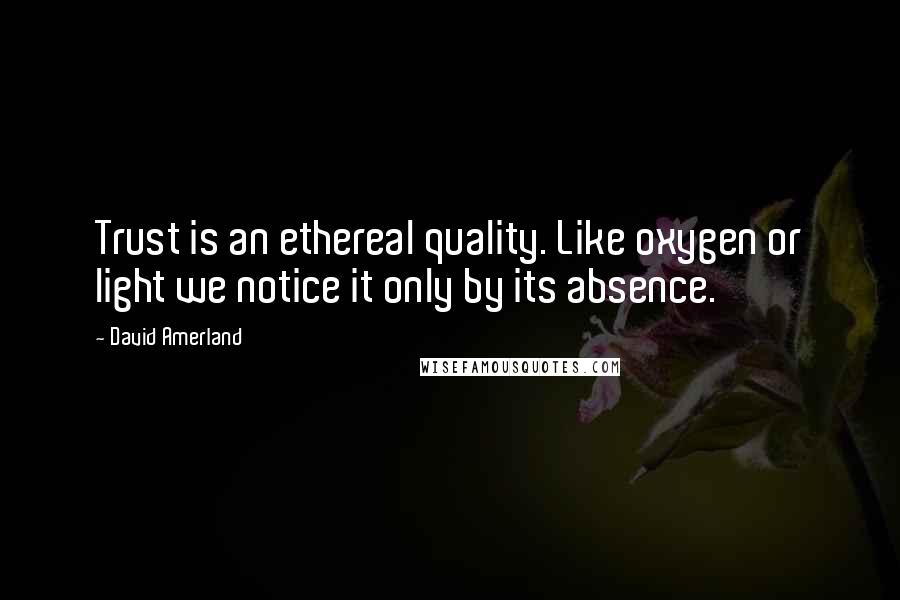 David Amerland Quotes: Trust is an ethereal quality. Like oxygen or light we notice it only by its absence.