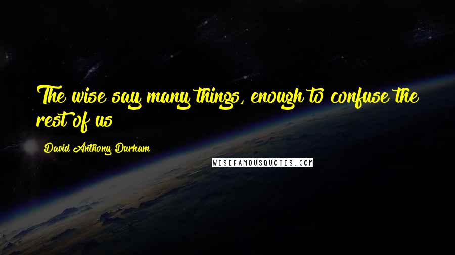 David Anthony Durham Quotes: The wise say many things, enough to confuse the rest of us