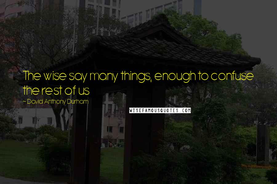 David Anthony Durham Quotes: The wise say many things, enough to confuse the rest of us