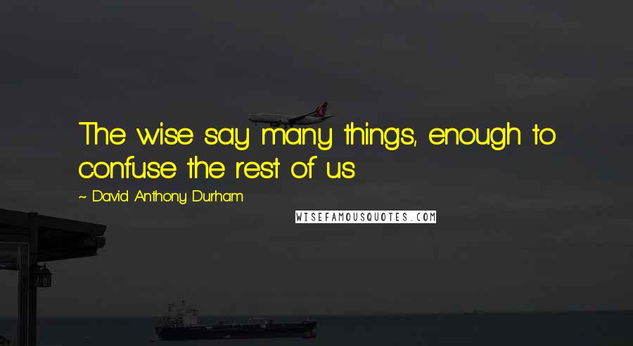 David Anthony Durham Quotes: The wise say many things, enough to confuse the rest of us