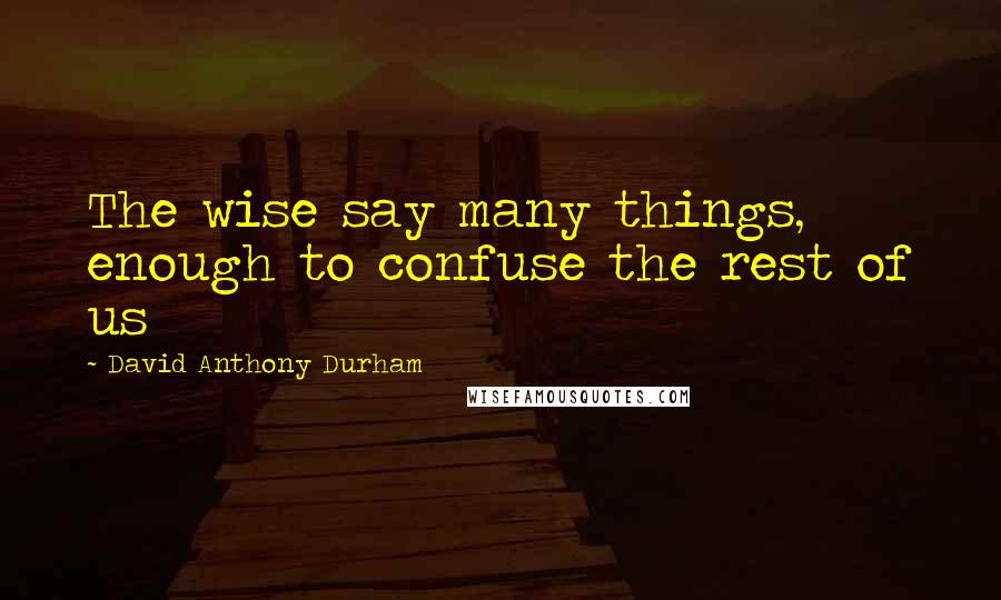 David Anthony Durham Quotes: The wise say many things, enough to confuse the rest of us