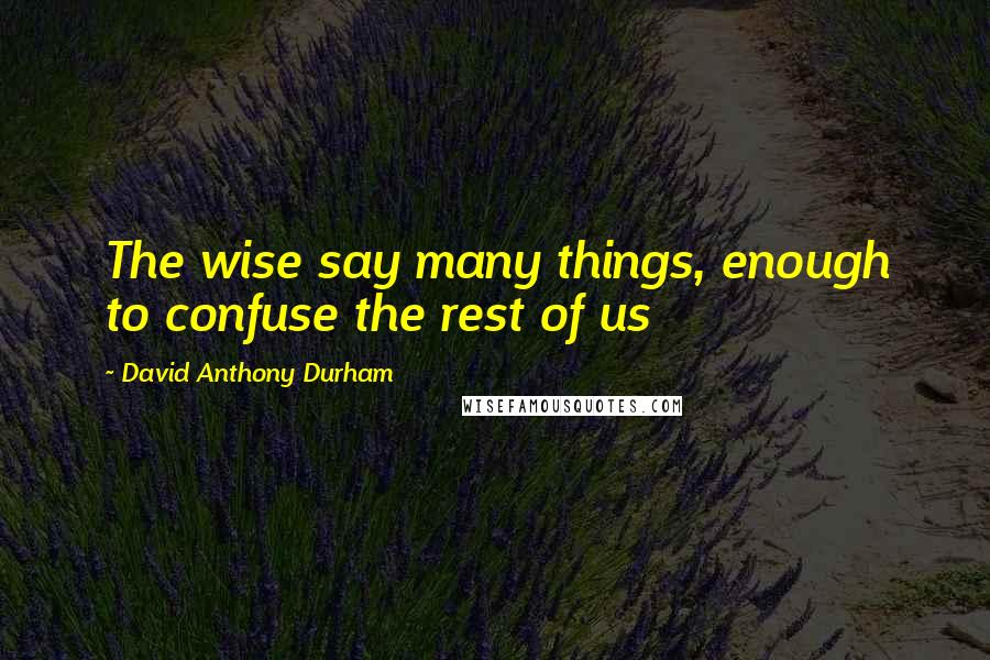 David Anthony Durham Quotes: The wise say many things, enough to confuse the rest of us