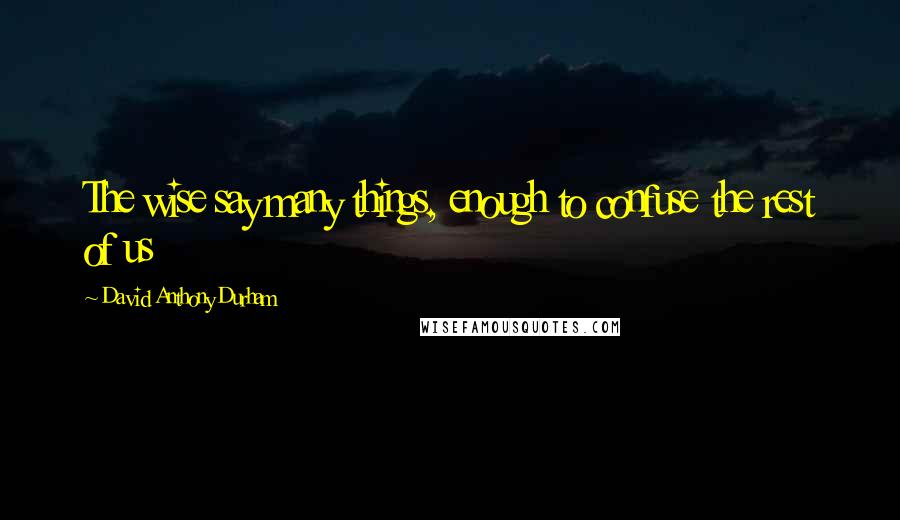 David Anthony Durham Quotes: The wise say many things, enough to confuse the rest of us