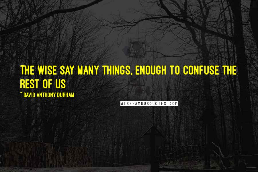 David Anthony Durham Quotes: The wise say many things, enough to confuse the rest of us