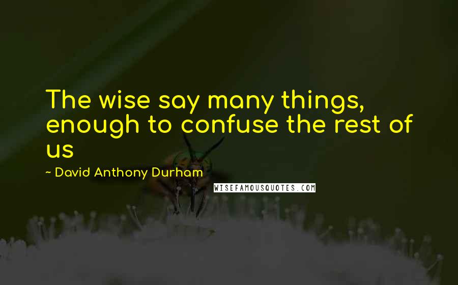 David Anthony Durham Quotes: The wise say many things, enough to confuse the rest of us