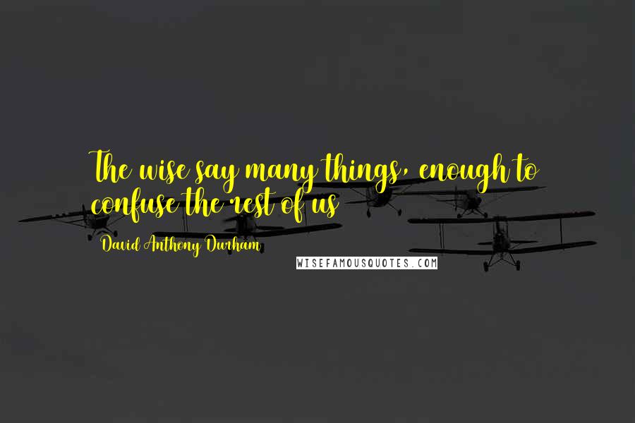 David Anthony Durham Quotes: The wise say many things, enough to confuse the rest of us
