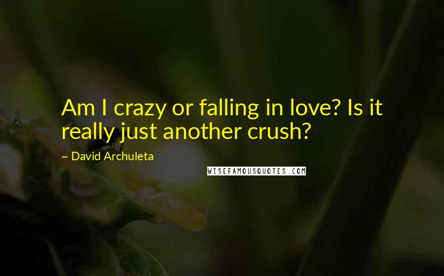 David Archuleta Quotes: Am I crazy or falling in love? Is it really just another crush?