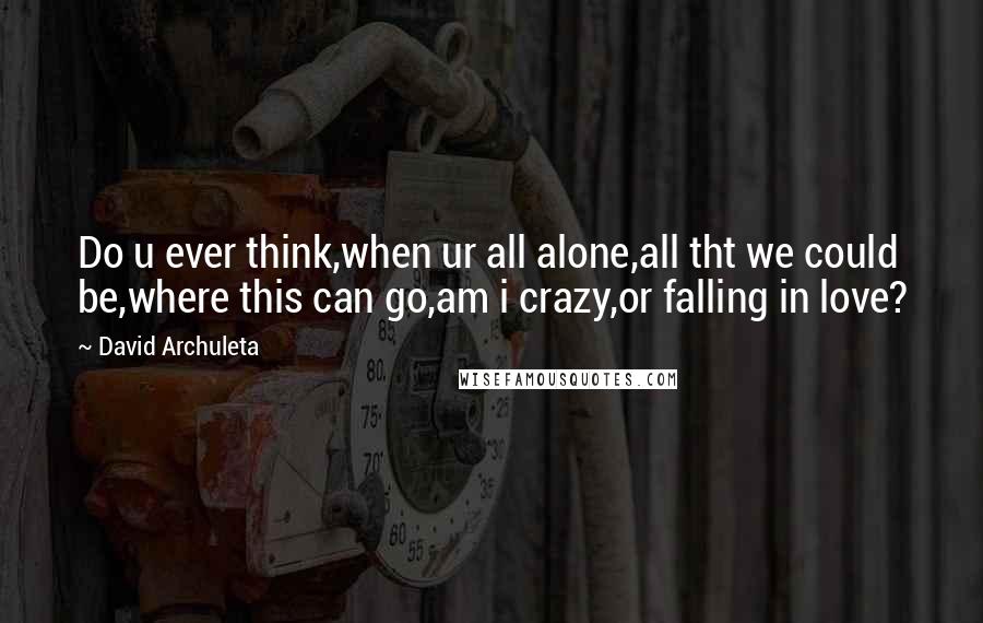 David Archuleta Quotes: Do u ever think,when ur all alone,all tht we could be,where this can go,am i crazy,or falling in love?