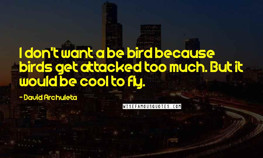 David Archuleta Quotes: I don't want a be bird because birds get attacked too much. But it would be cool to fly.